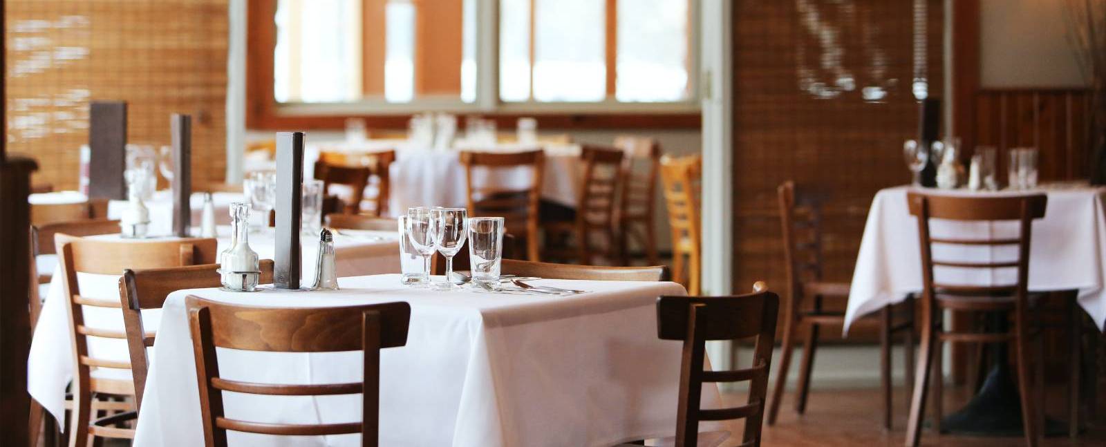 tables set in a restaurant