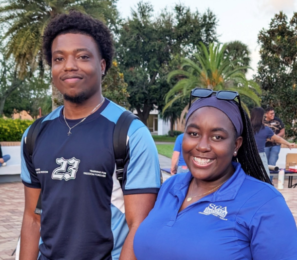 One male student and one female student