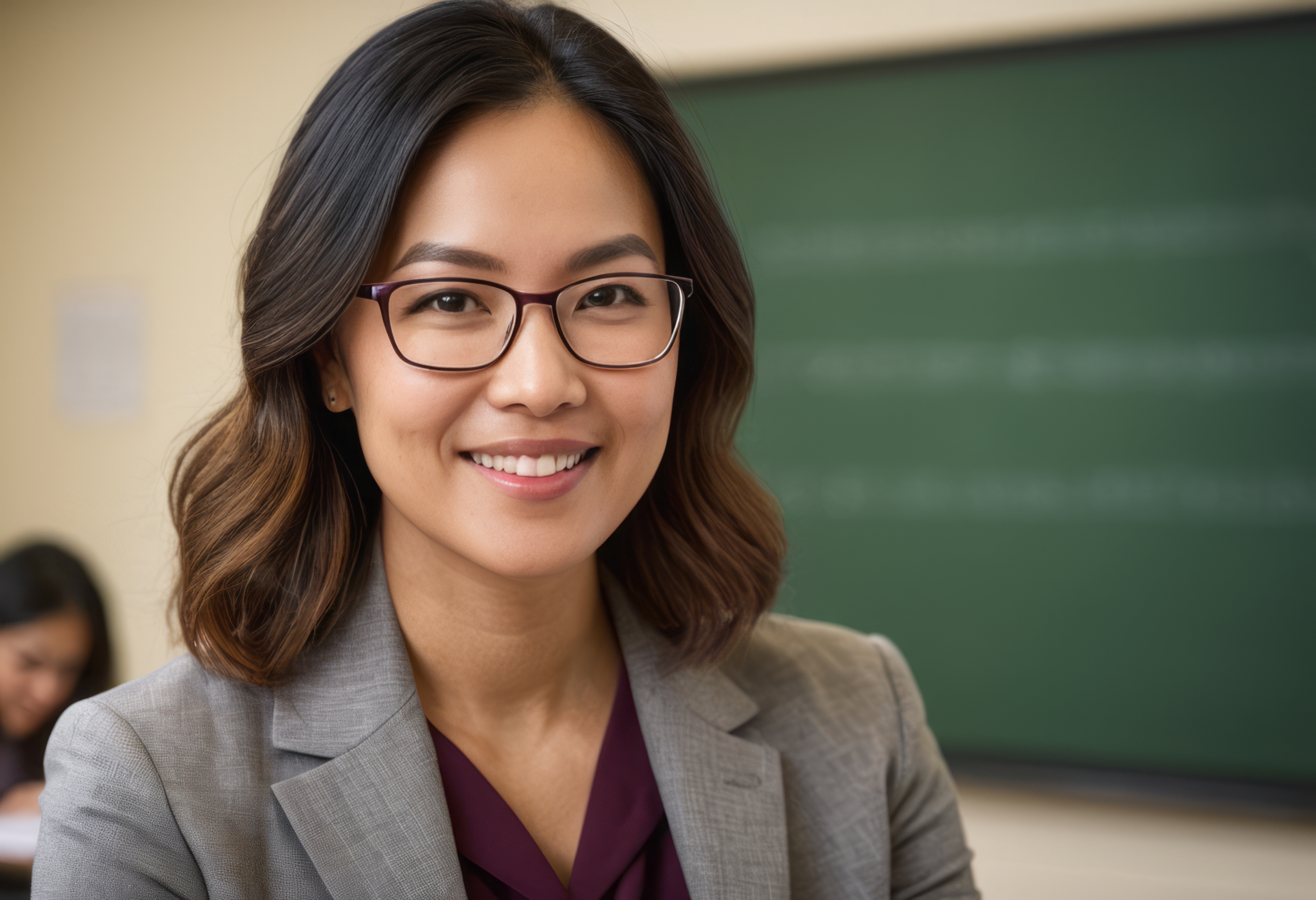 Women with glasses in classroom