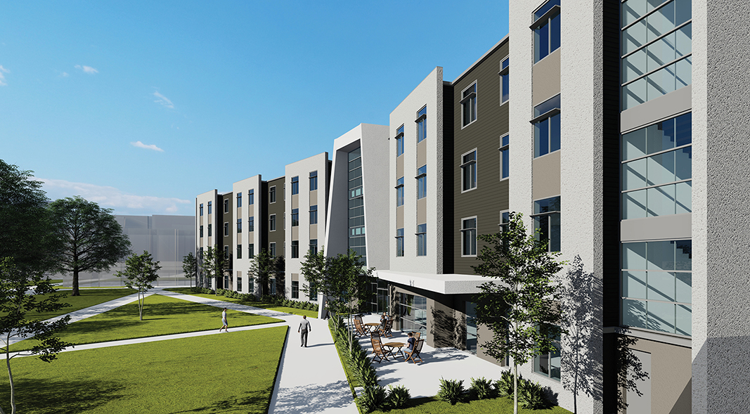Exterior rendering of residence hall